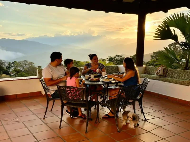 Espacio de la finca La Juana entre la montaña y los cafetales de Venecia